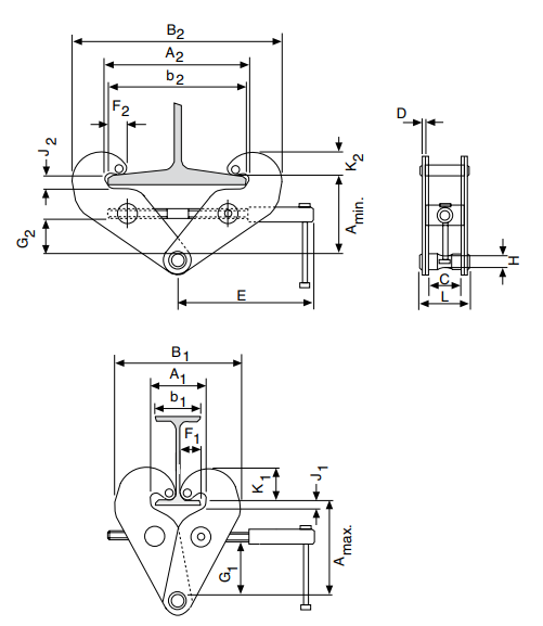 yc beam clamp dimensions